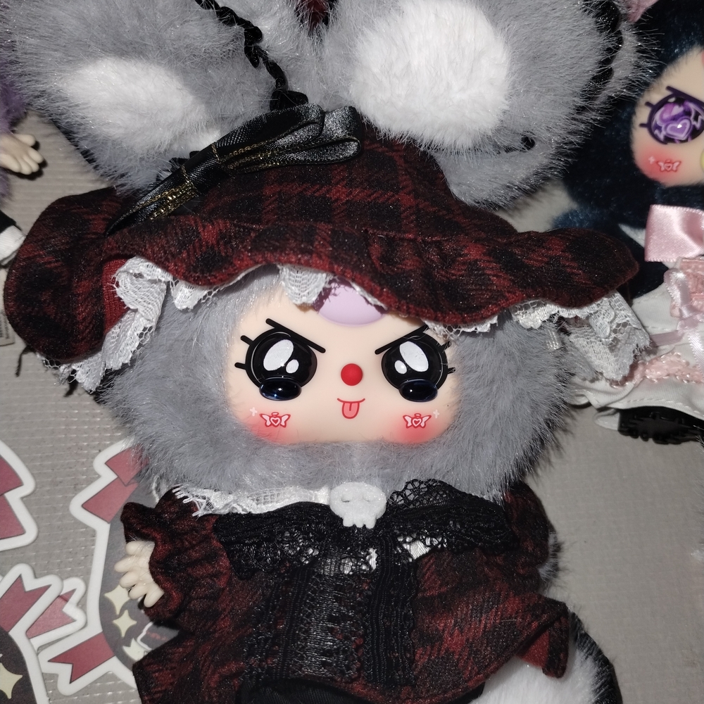 Gothic Lolita Bunny Stuffed Animal - Cream and Brown - Picture 11 of 11